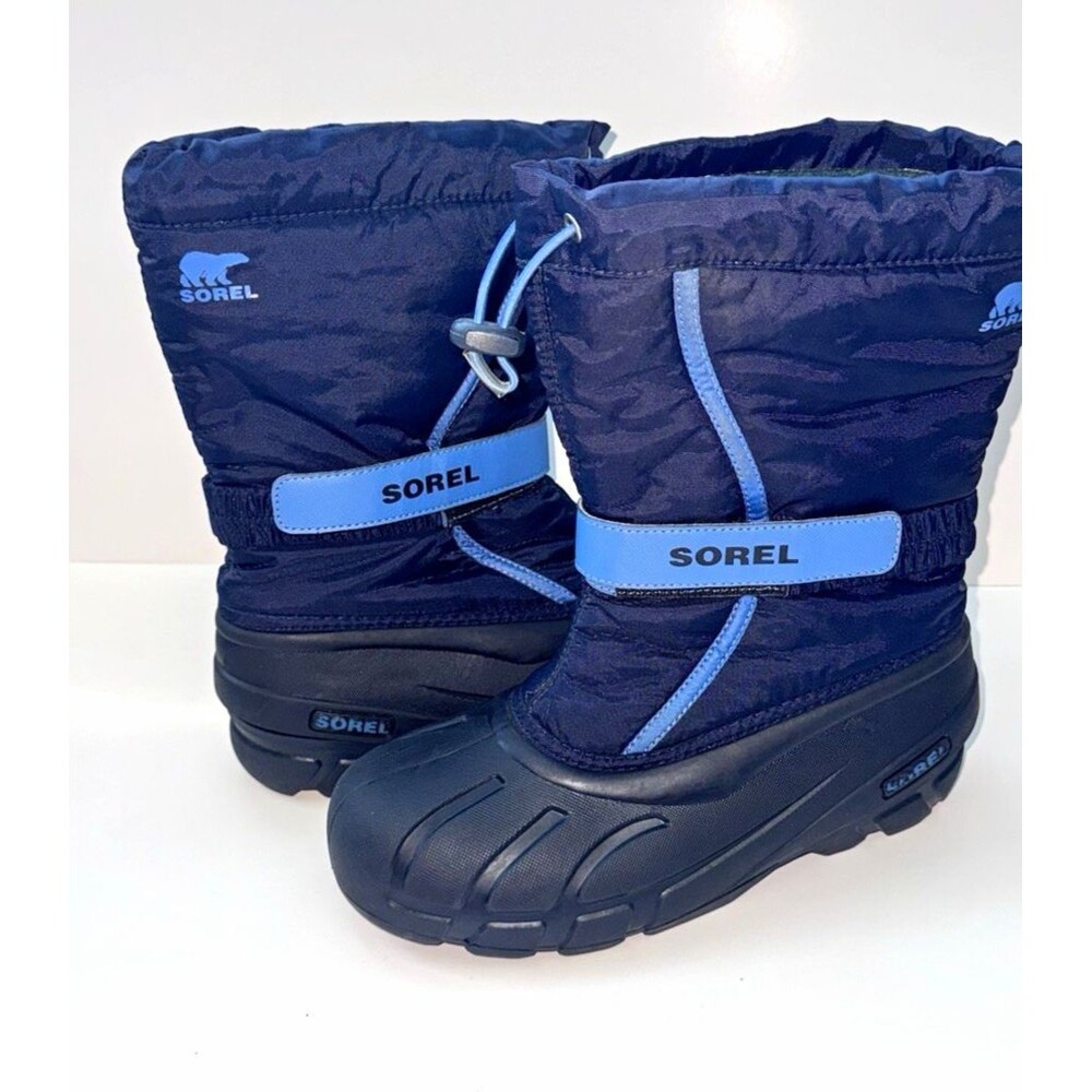 Sorel Unisex Kids Snow Boots Blue/Black Drawstring Mid-Calf US 6 EU 38 NY1965